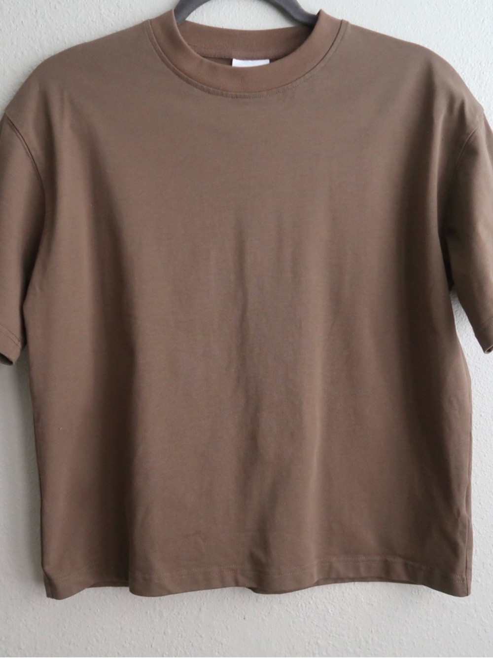 Women’s Heavyweight Cotton Cropped Olive Green Boxy Minimalist T-Shirt